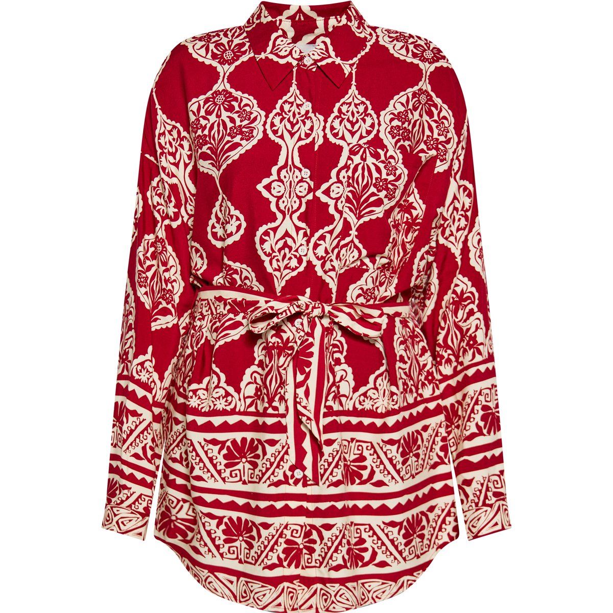 Viscose-Hemd mit Blumendruck und Gürtel