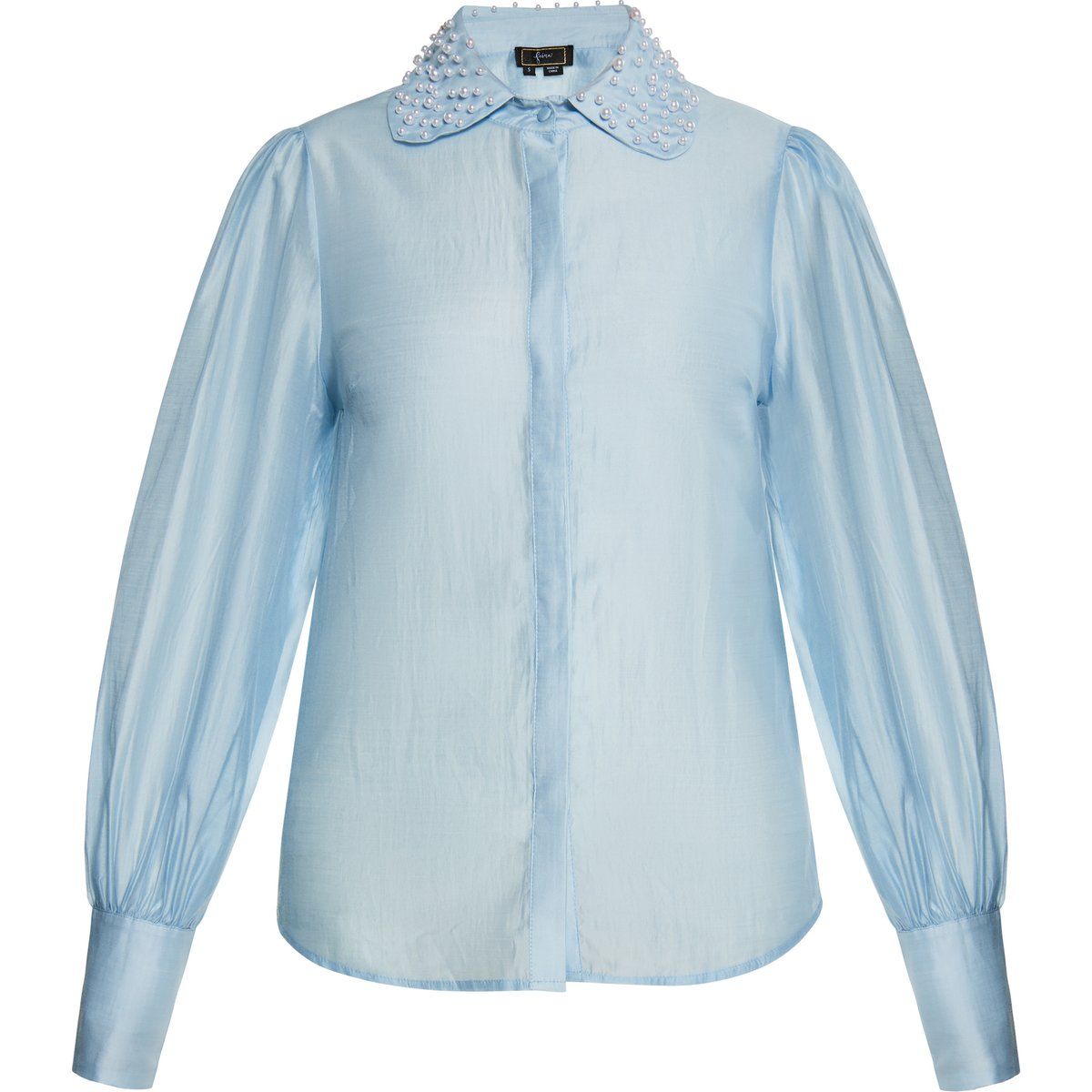 Chiffonbluse mit Perlenkragen und Ärmeln