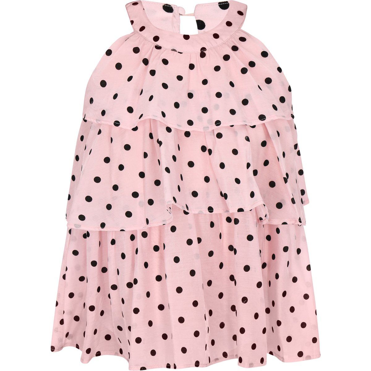 Gestuftes Neckholder-Kleid mit Polka Dots