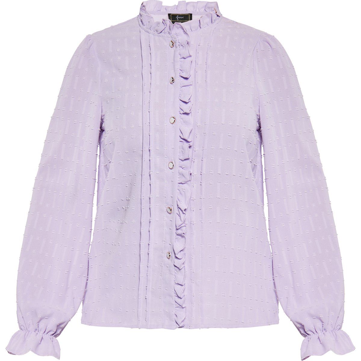 Langärmelige Dobby Bluse mit Rüschen