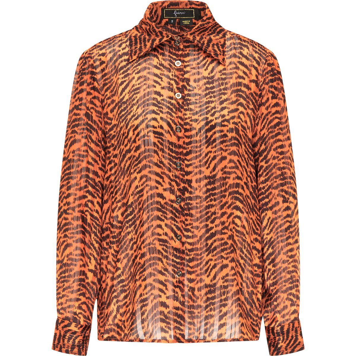 Semitransparente Bluse mit Tigerprint