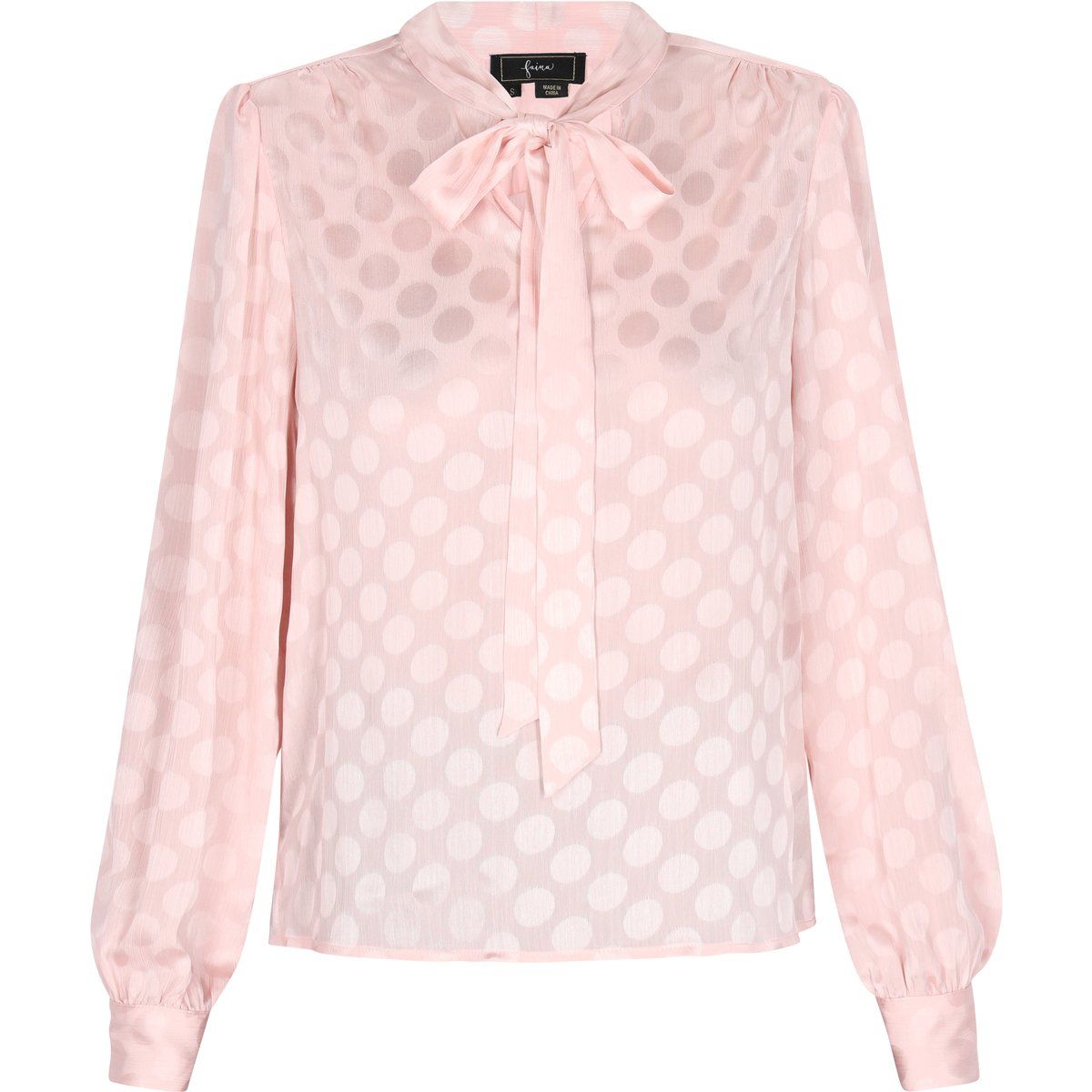 Elegante gepunktete Bluse mit Schleife