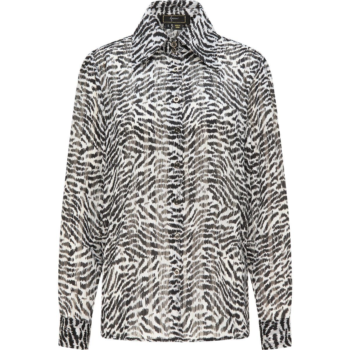 Semitransparente Bluse mit Animal-Print