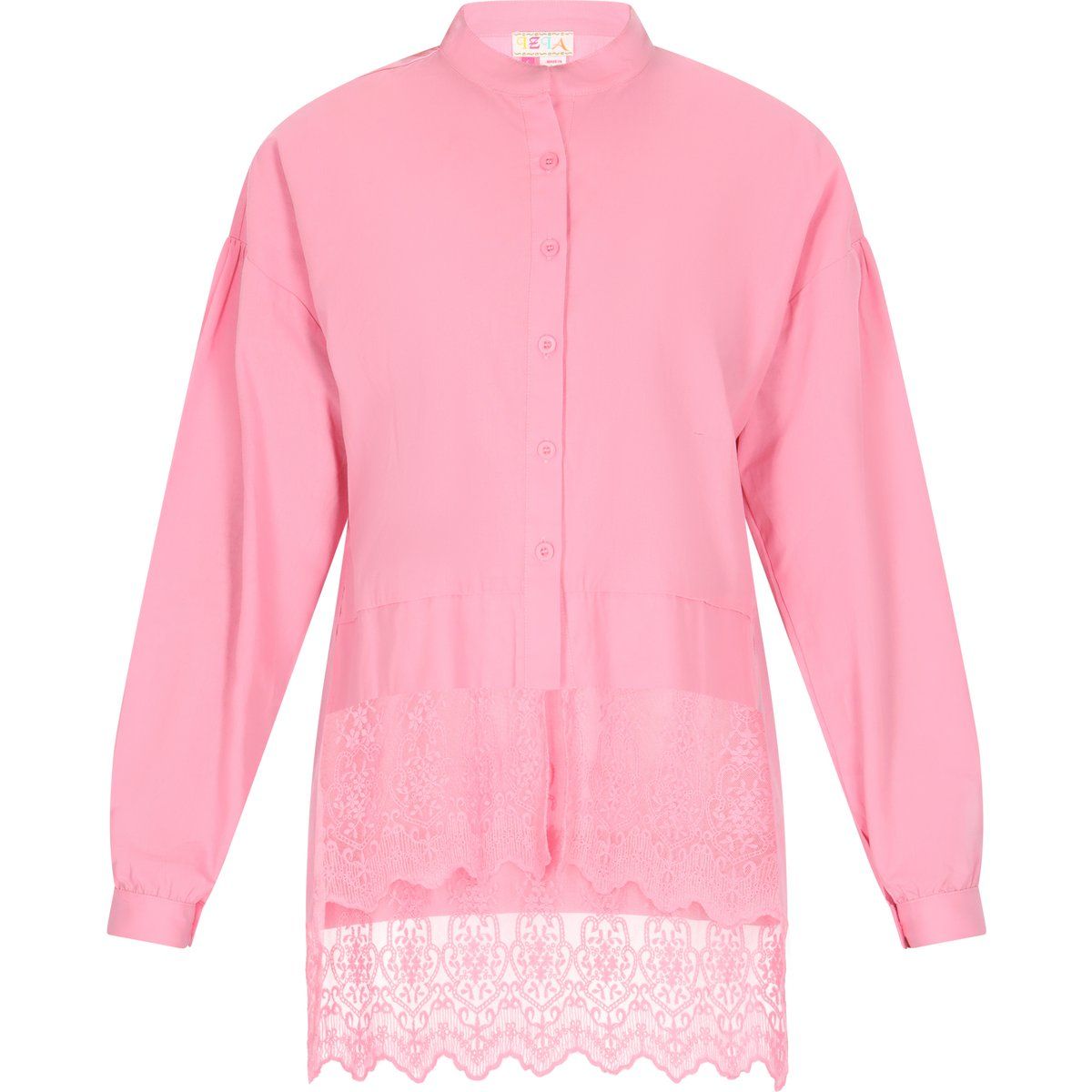 Rosa Langarm Bluse mit Knopfleiste