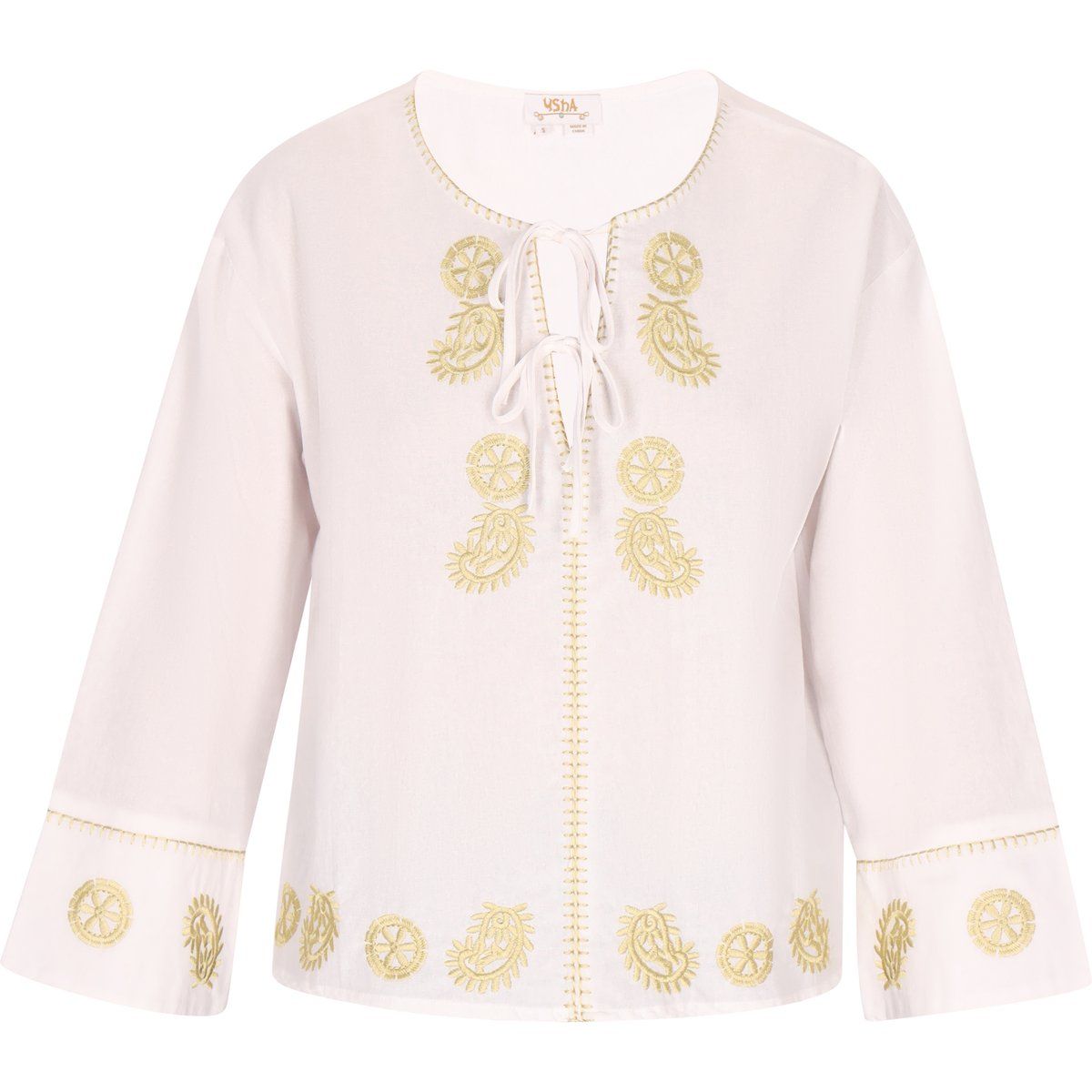Ethnische Baumwollbluse mit Stickerei