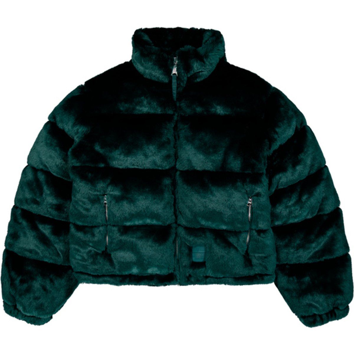 Kurze Pufferjacke aus Kunstfell