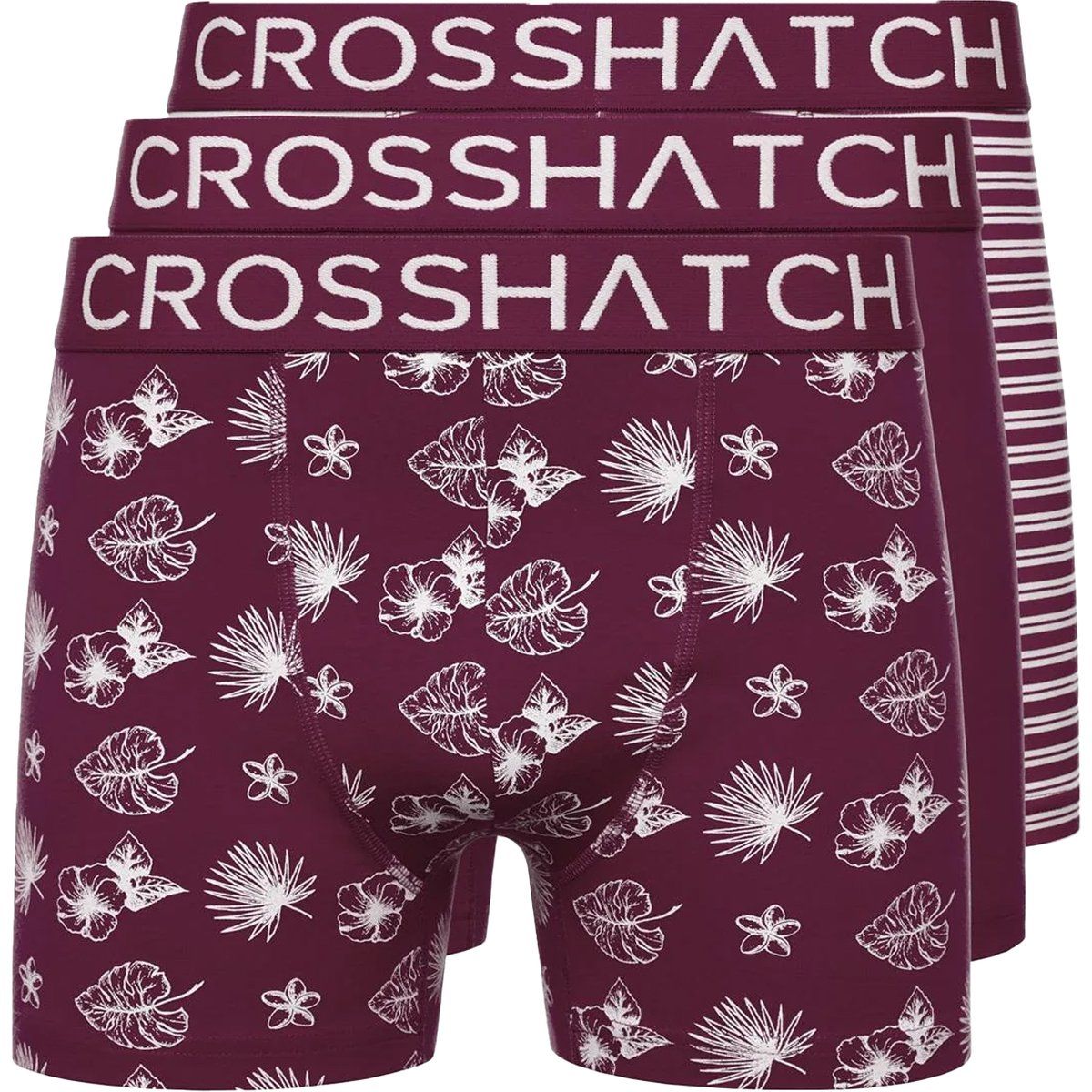 Crosshatch - "Hovland" Boxershorts für Herren (3er-Pack) (Dunkellila)