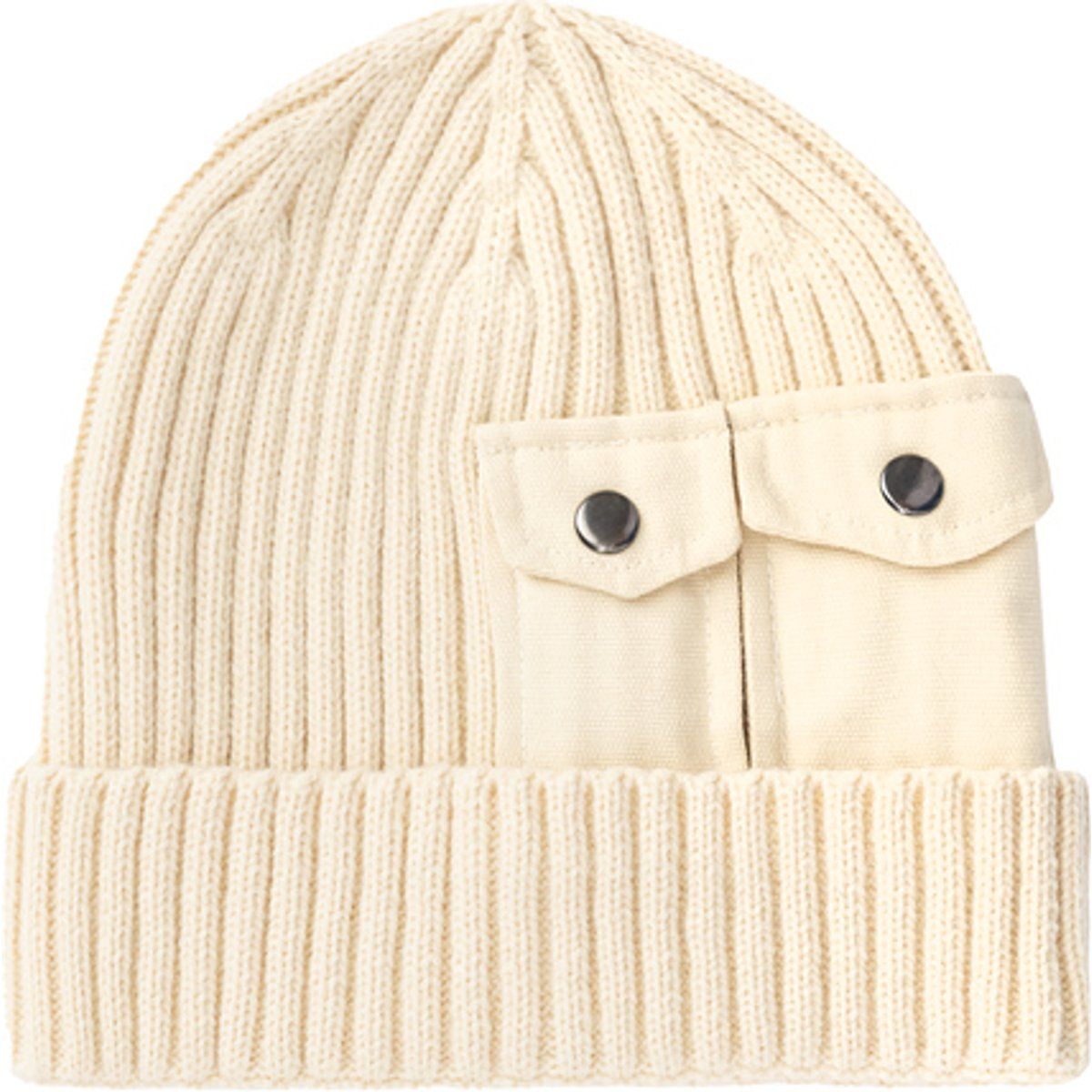 Rippstrick-Utility-Beanie mit Cargo-Taschen