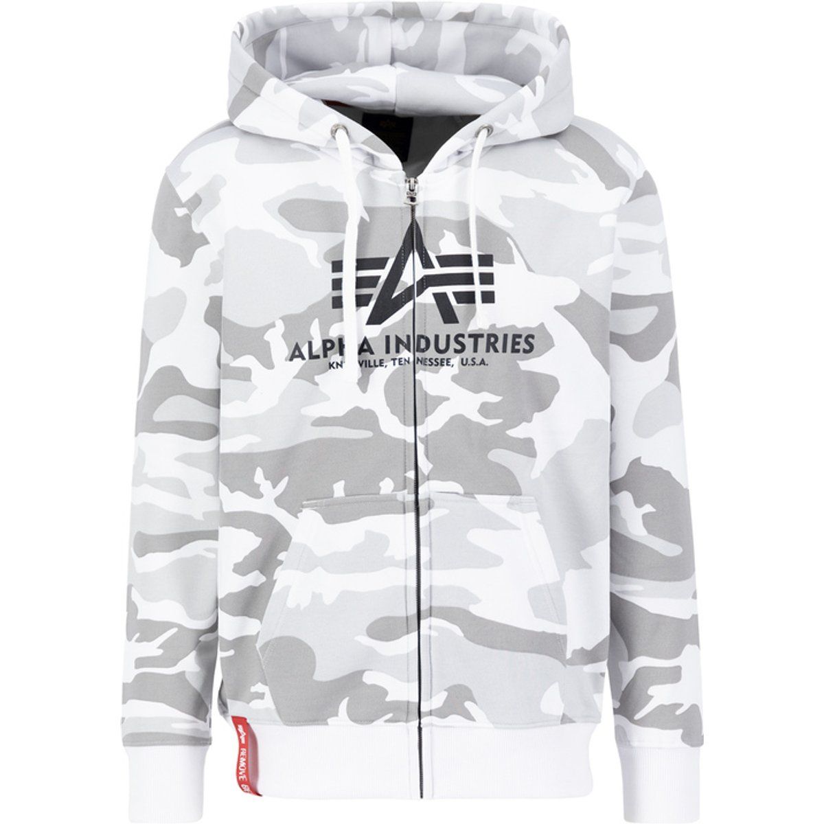 Kapuzenpullover mit Camouflage-Muster und Reißverschluss