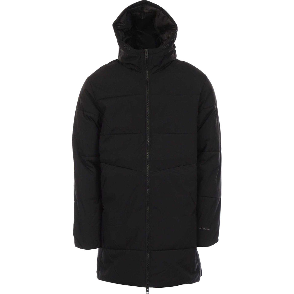 Lange gepolsterte Herrenjacke mit Kapuze