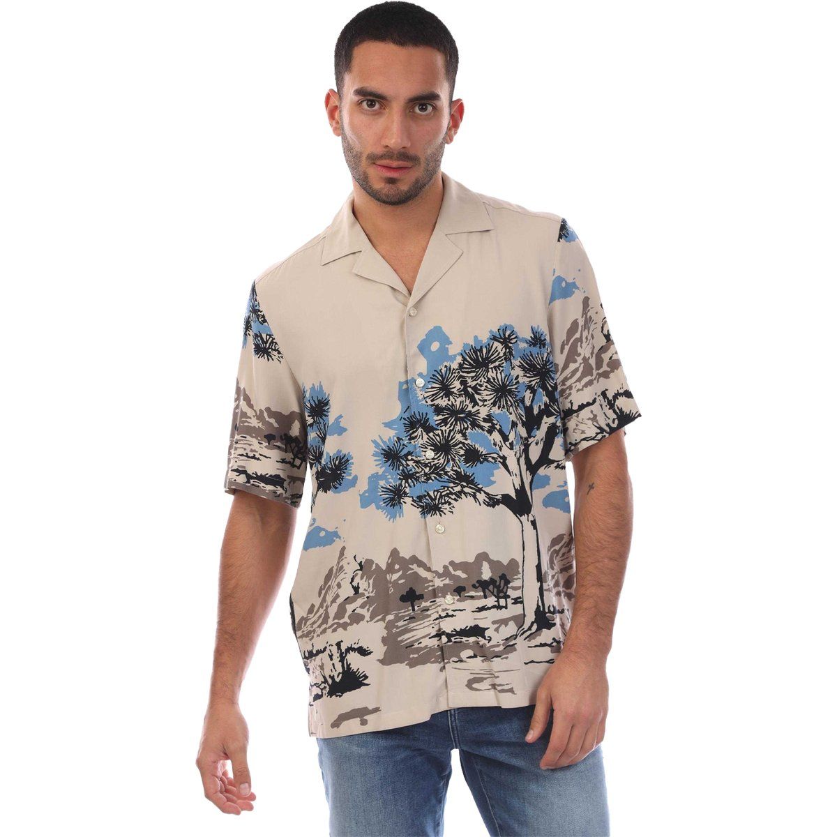 Herren Hemd mit Print und Camp-Kragen