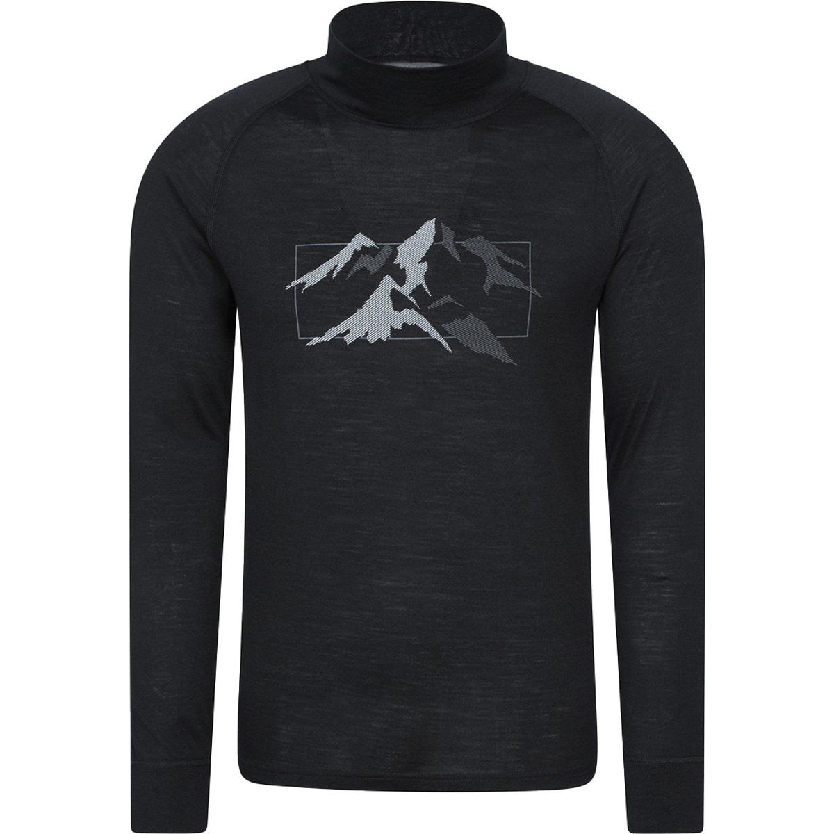 Mountain Warehouse - "Quest" Thermo-Top für Herren/Damen Unisex, Merinowolle, Langärmlig (Schwarz)
