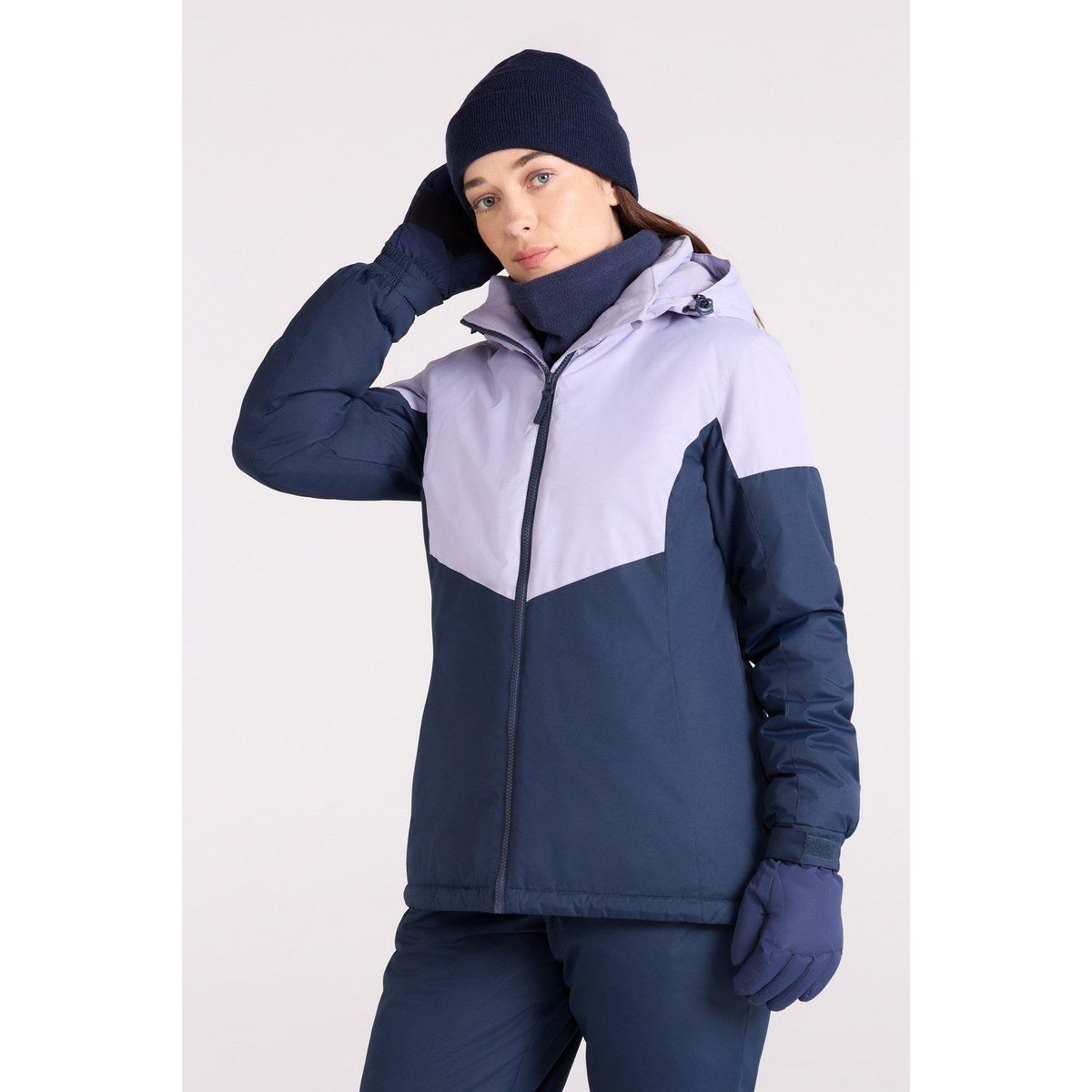 Farbblock Ski Jacke mit Kapuze