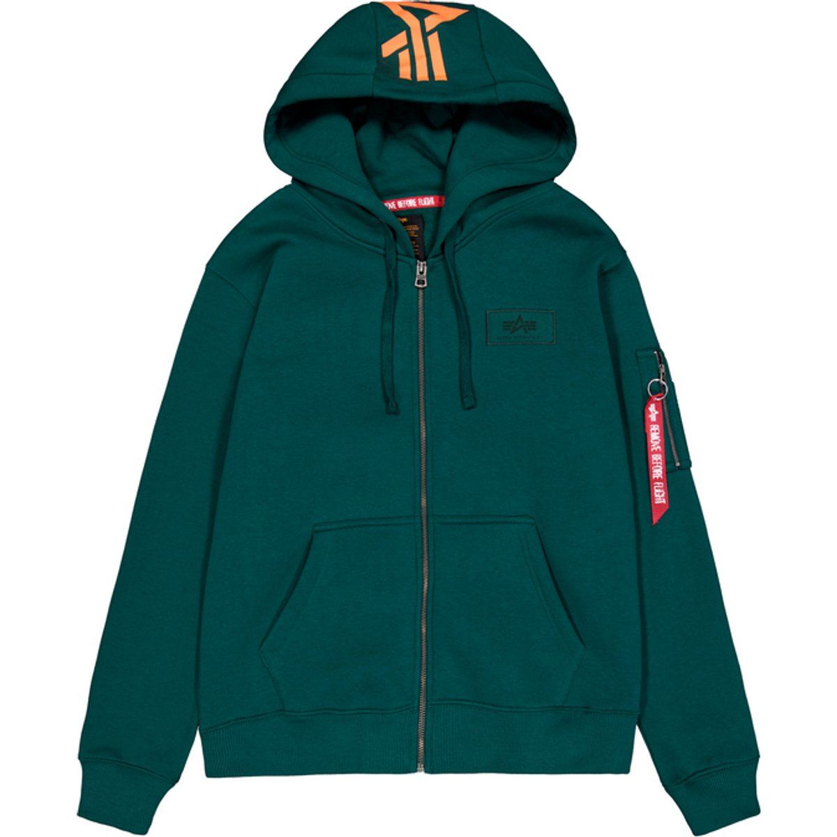 Fleece-Hoodie mit Rückendruck und Reißverschluss