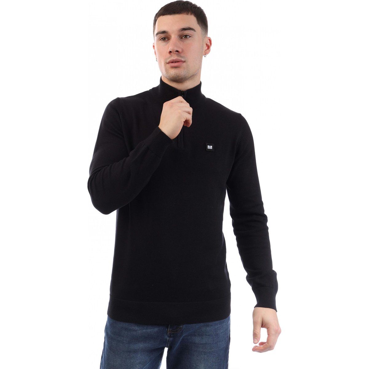 Herren Sweatshirt mit kurzem Reißverschluss und Stehkragen