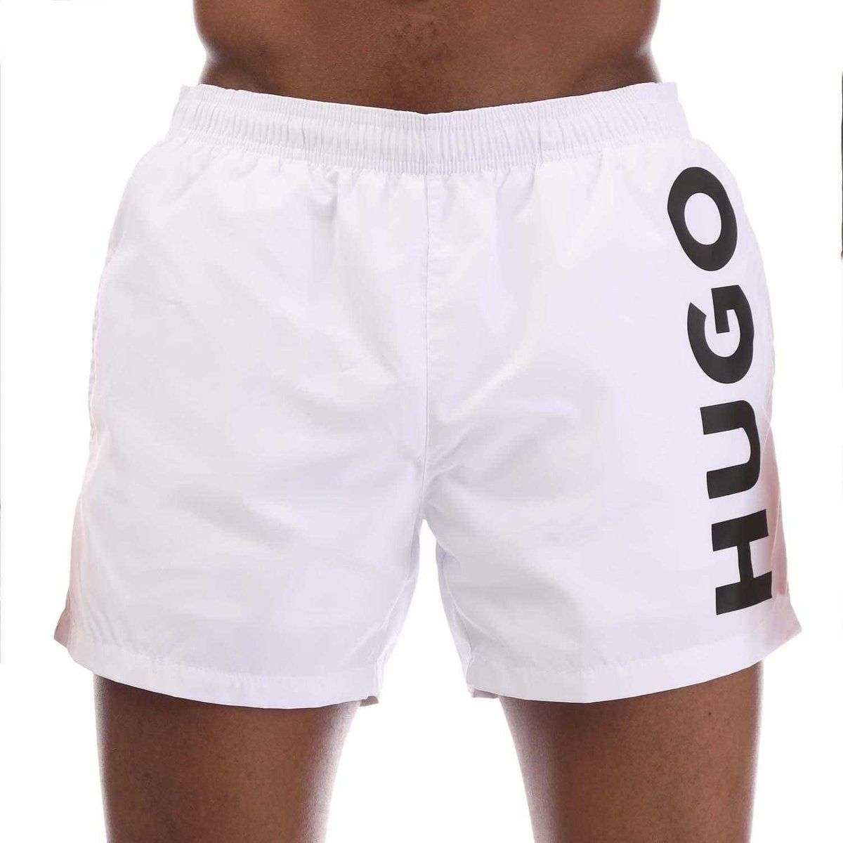 Herren Badeshorts mit Logo, Unifarben