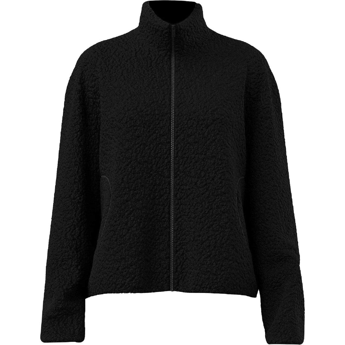 Texturiertes Sweatshirt mit Stehkragen und durchgehendem Reißverschluss