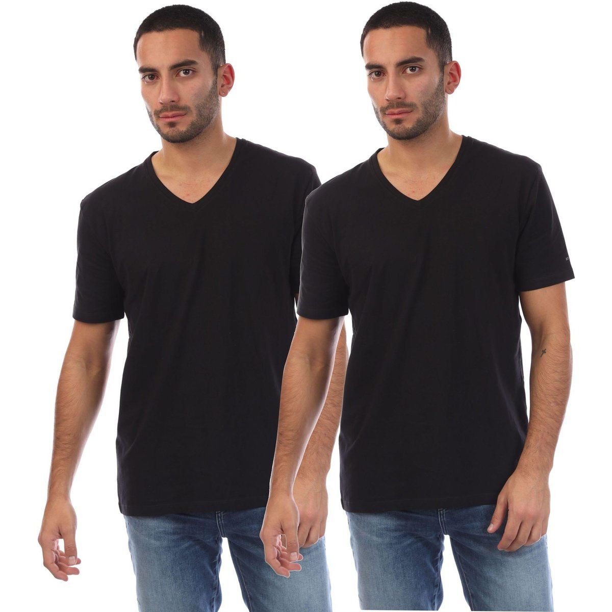 Herren Slim Fit V-Ausschnitt T-Shirt Doppelpack