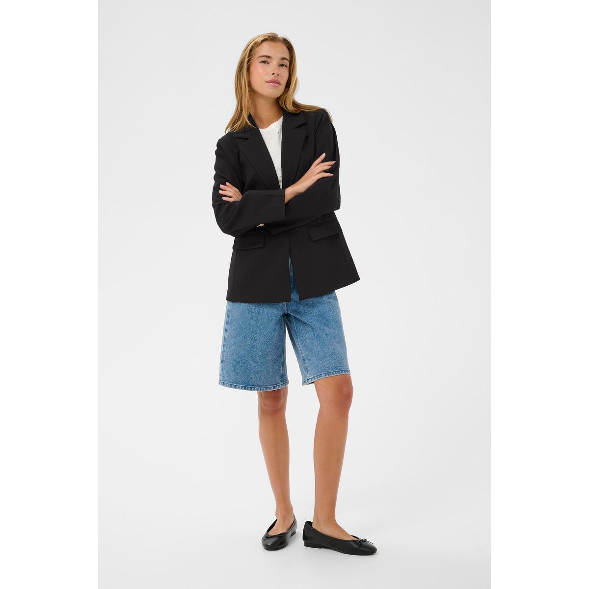 Taillierter Ein-Knopf-Blazer mit Pattentaschen