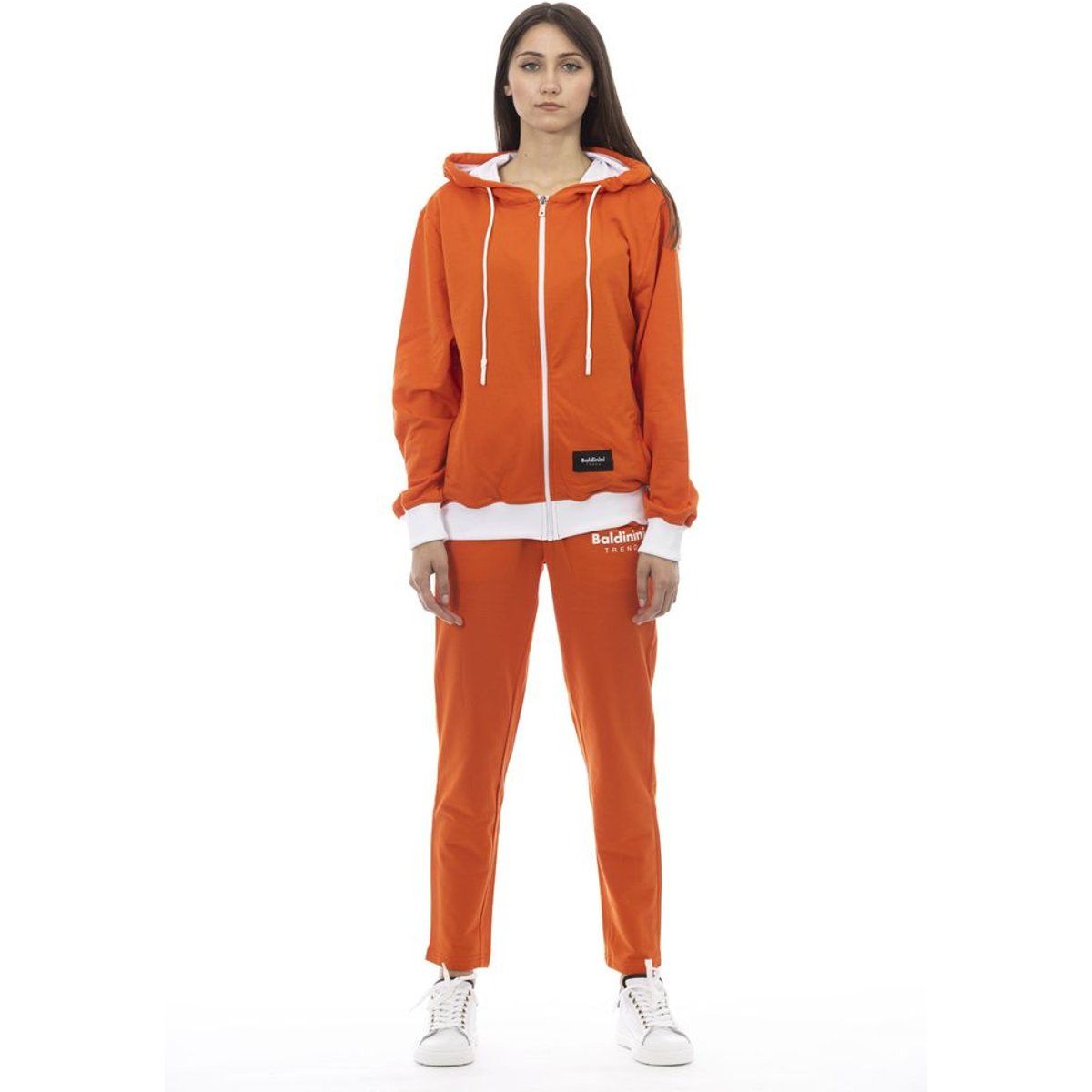 Lässiges oranges Kapuzenpullover-Trainingsanzug-Set