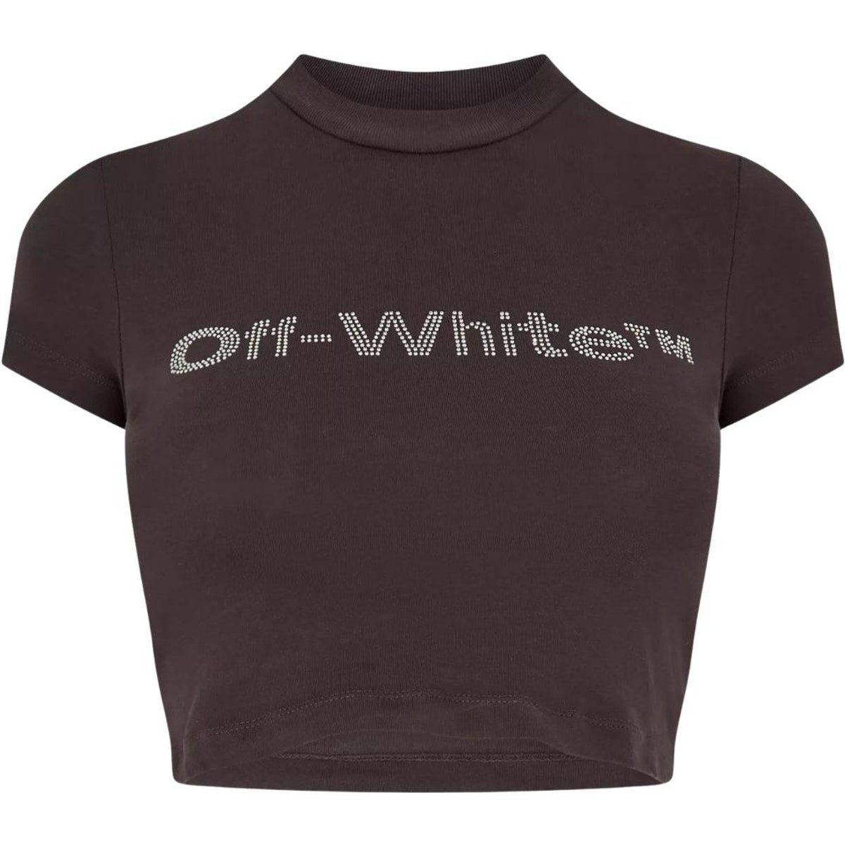 Off-White - "Bling Bounce" kurzes T-Shirt für Damen (Dunkelgrau)