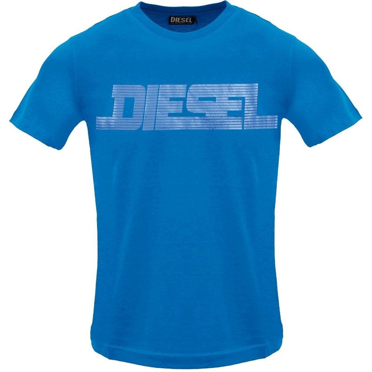 Grafik-Logo Rundhalsshirt mit Streifendesign
