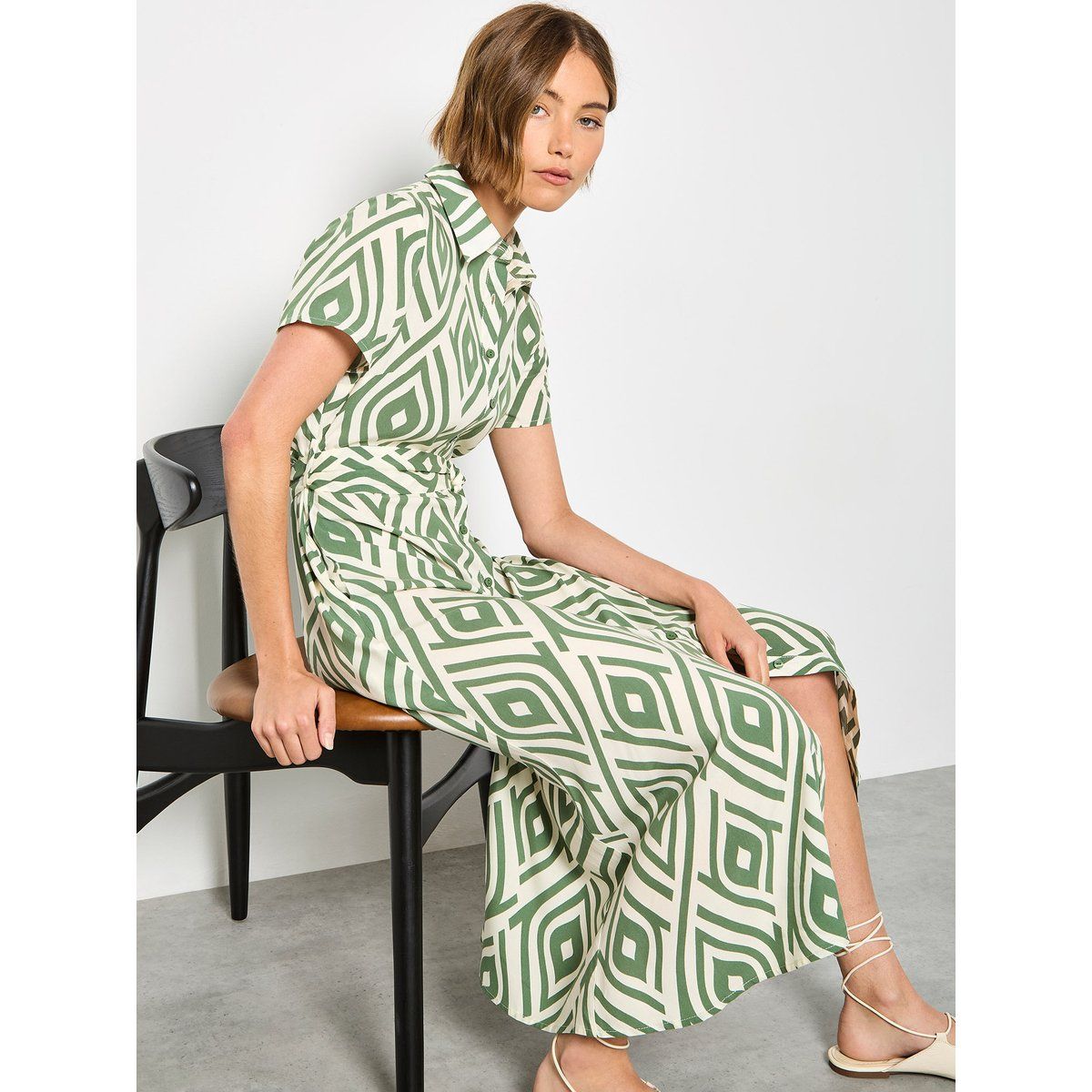 Midi-Hemdkleid mit geometrischem Print