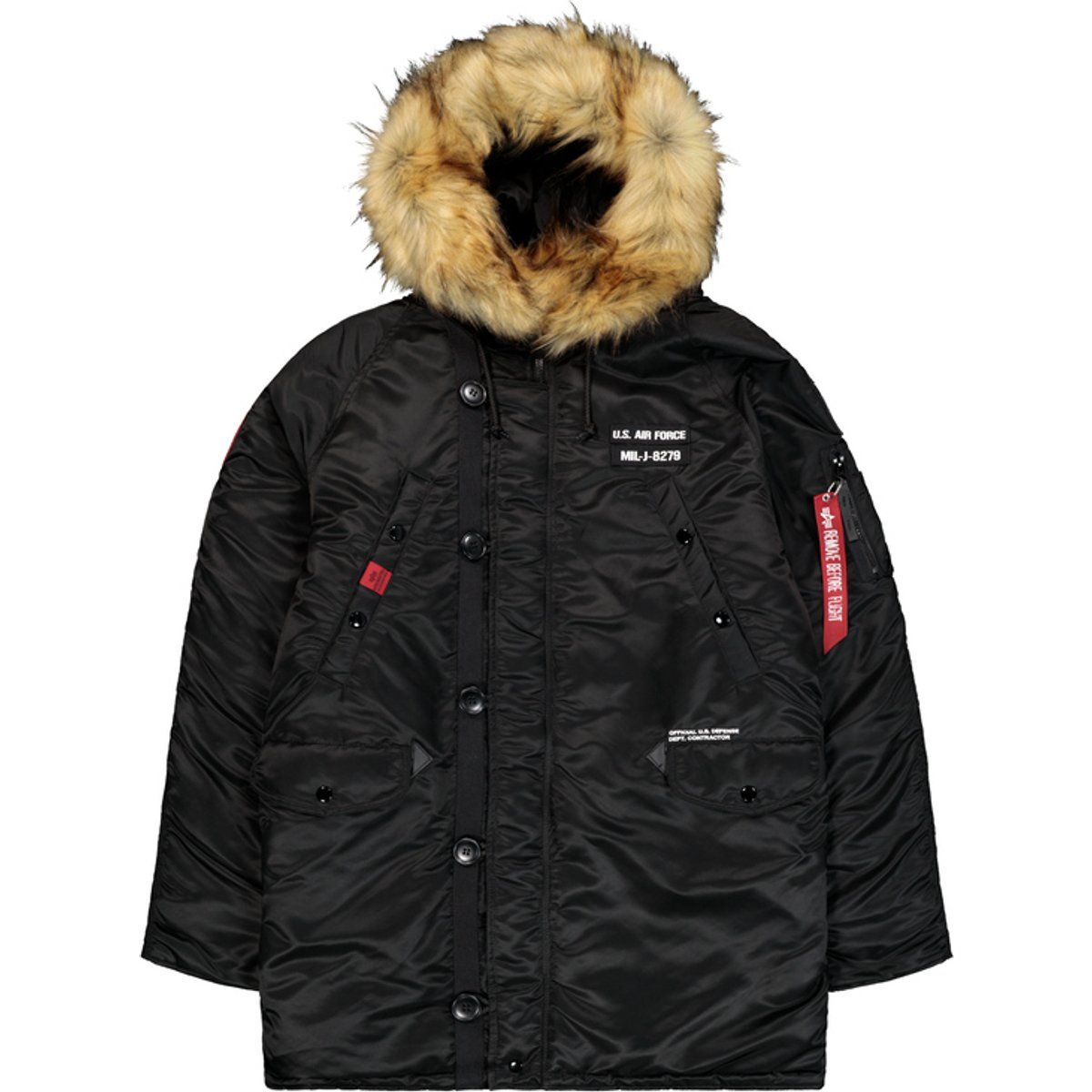 Herren Schwarzer Winterparka mit Fellkapuze