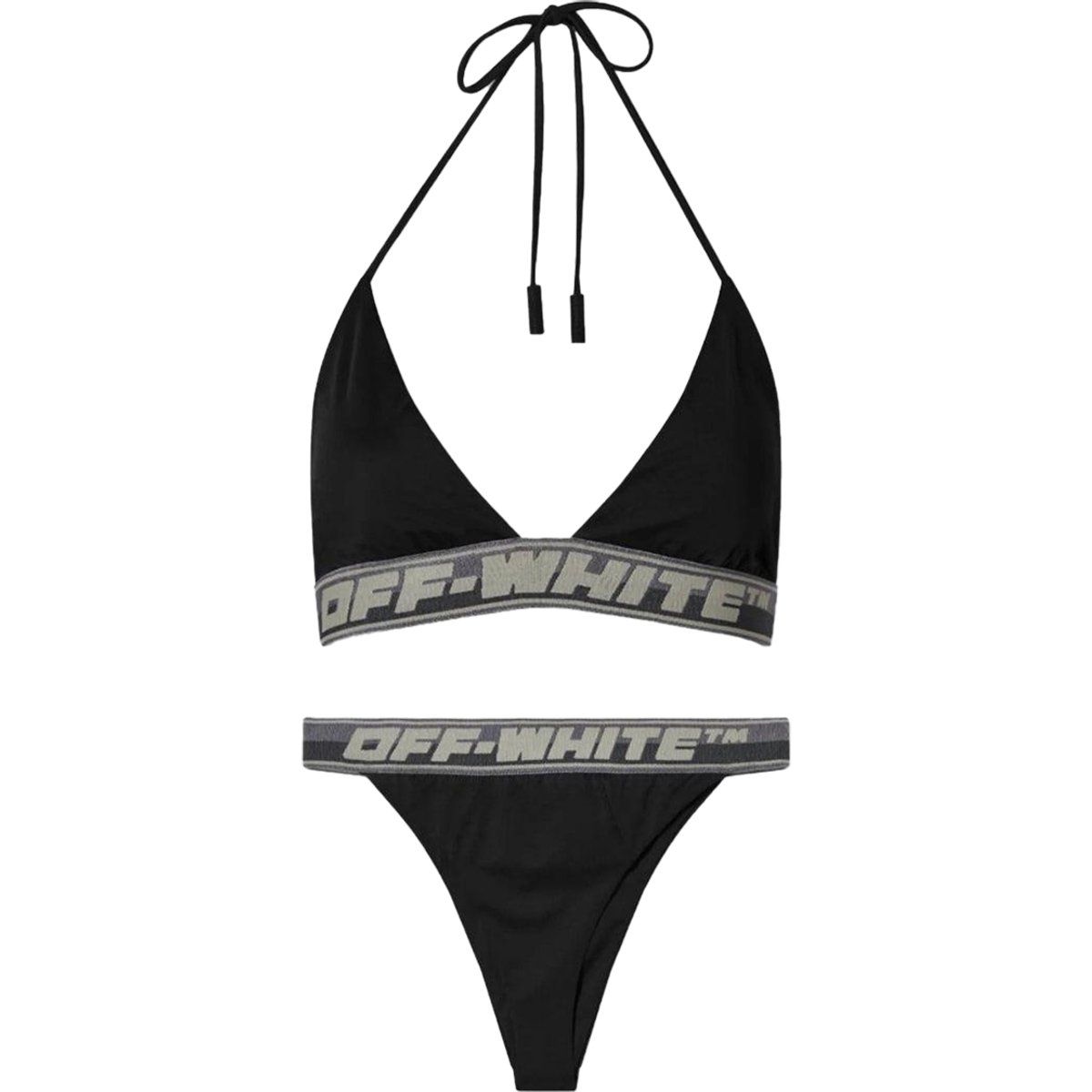 Elastisches Neckholder-Bikini-Set mit Markenlogo