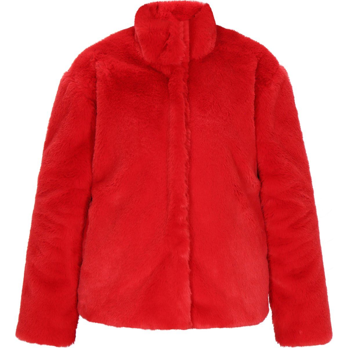 Rote Kurzjacke aus Kunstpelz