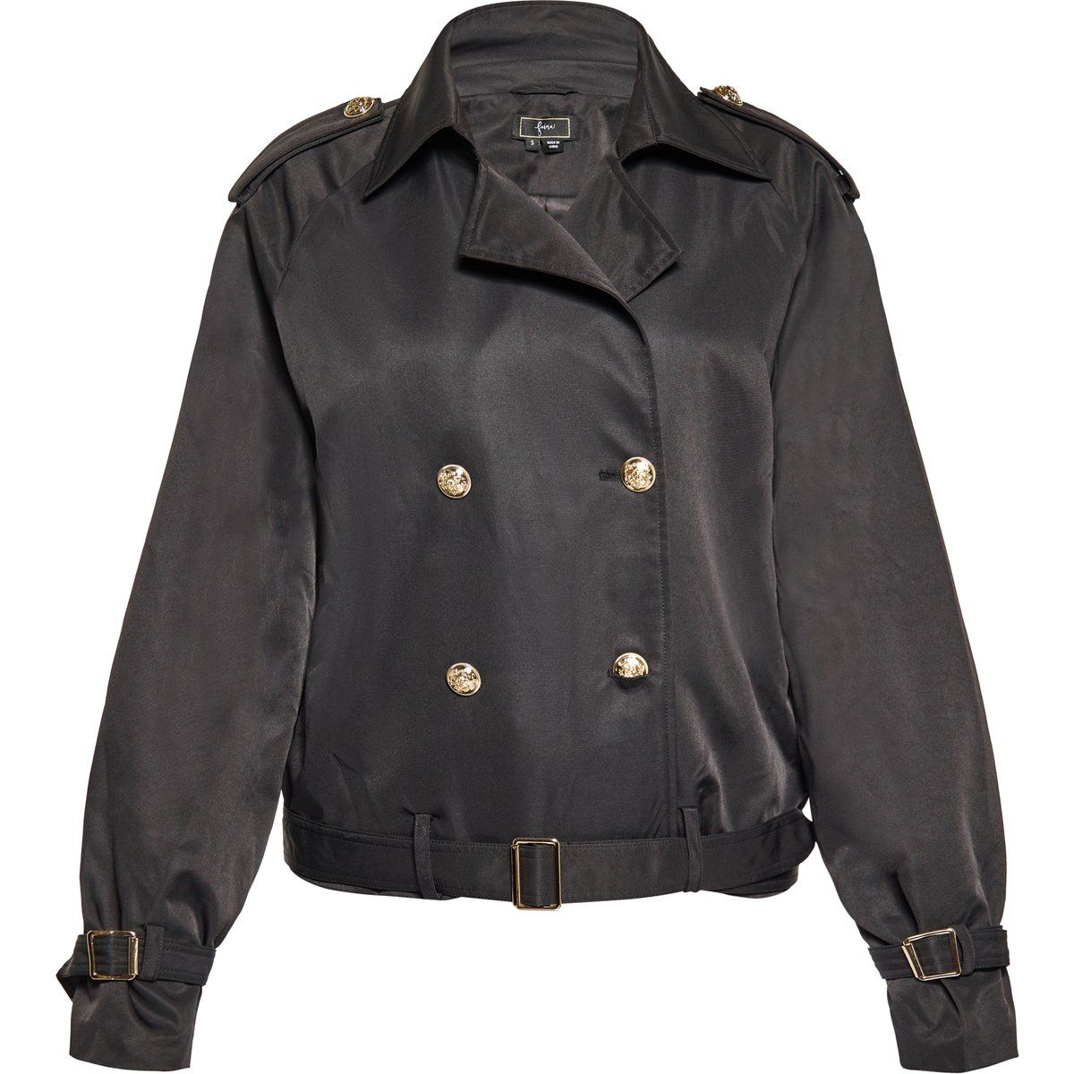 Kurzjacke mit doppelter Knopfleiste und Gürtel