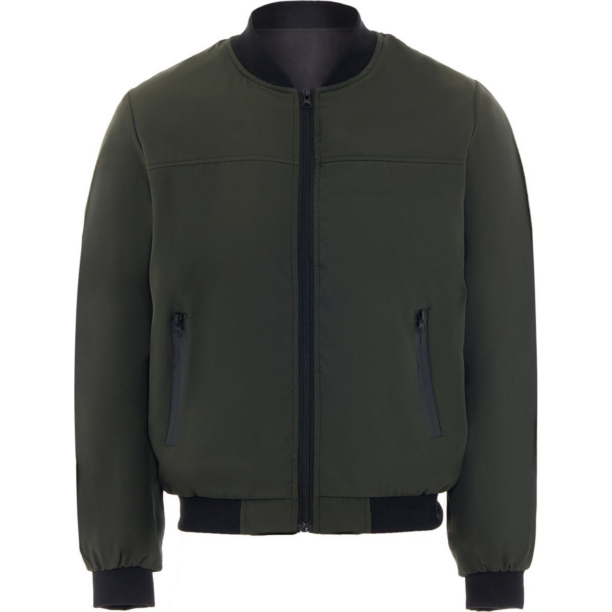 Olivgrüne Bomberjacke mit Reißverschluss