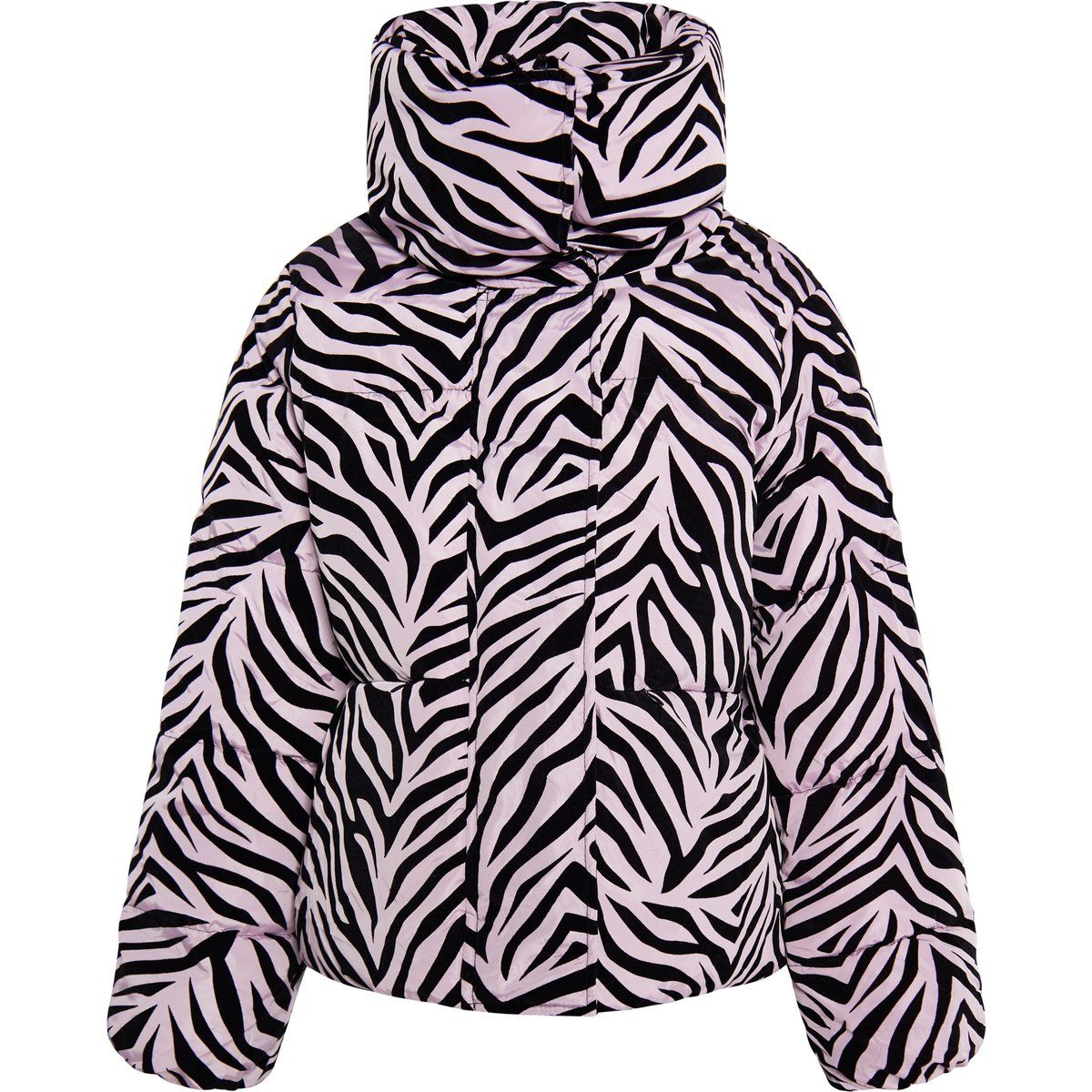 Gesteppte Pufferjacke mit Zebra-Print