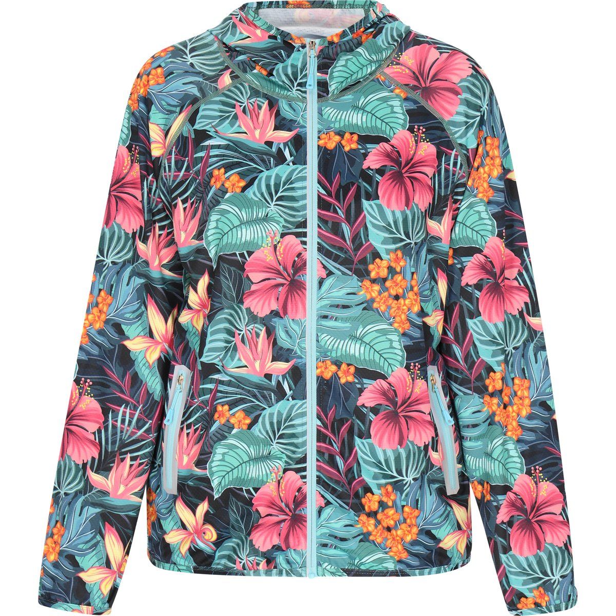 Leichte Jacke mit Kapuze und Blumenmuster