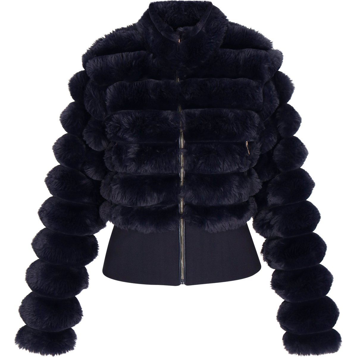 Kunstfelljacke mit gerippter Taille