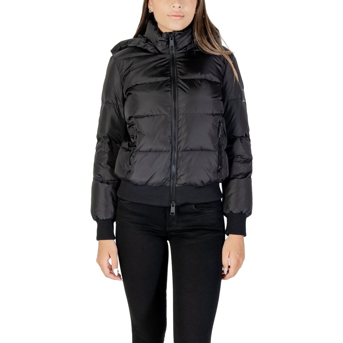 Gesteppte Bomber-Pufferjacke mit Kapuze