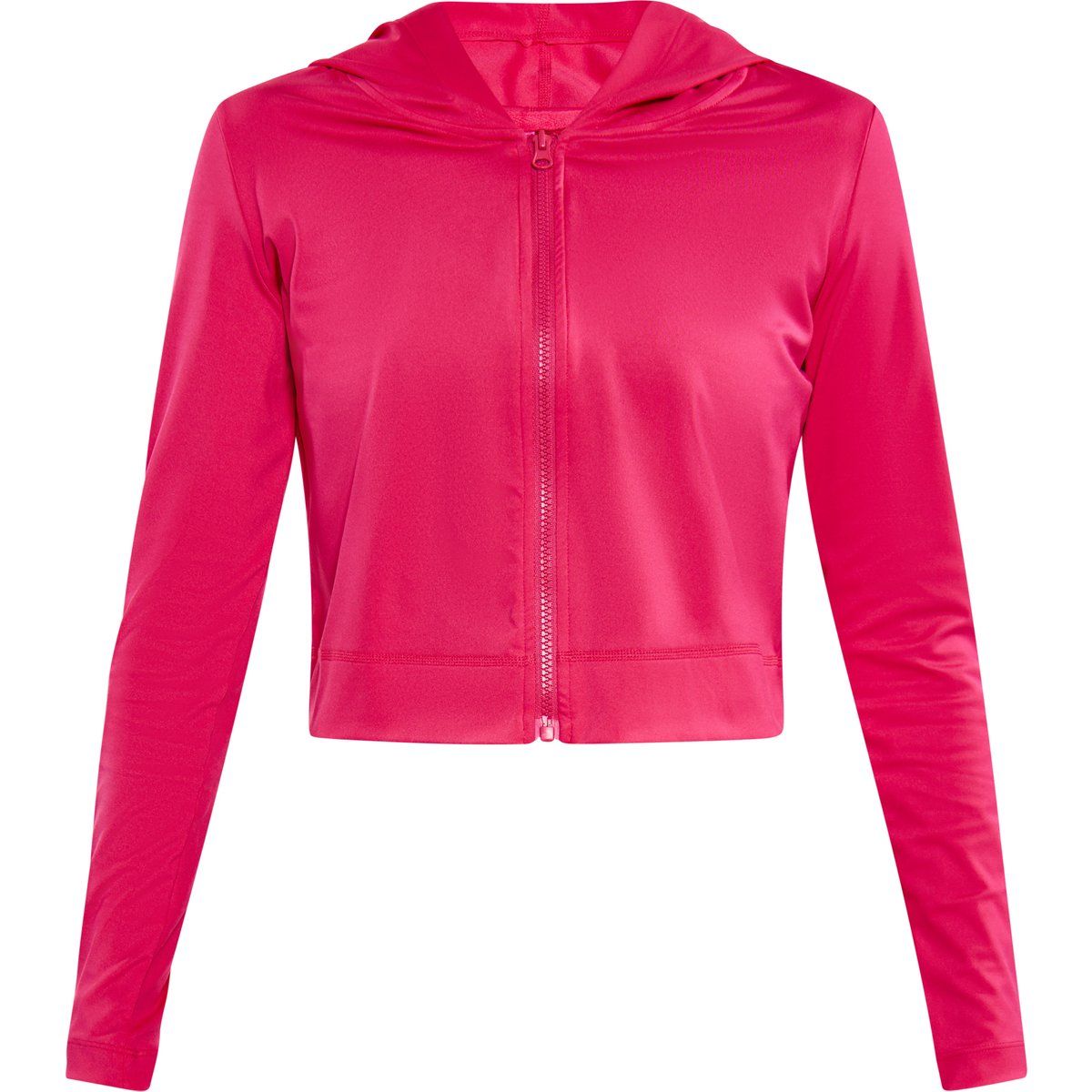Kurzer Langarm-Kapuzenpullover mit Reißverschluss