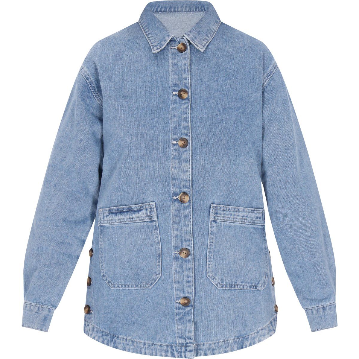 Übergroße Jeansjacke mit Knopfleiste