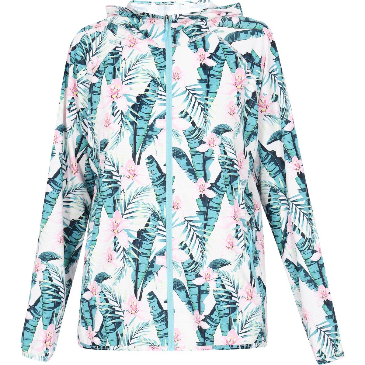 Leichtgewichtige Jacke mit Blumenmuster und Kapuze
