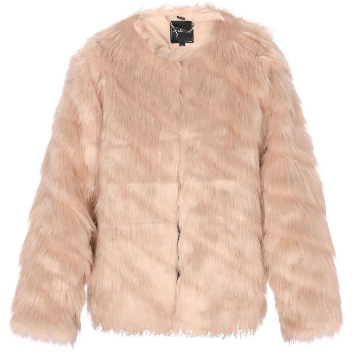 Kragenlose Jacke aus Kunstpelz