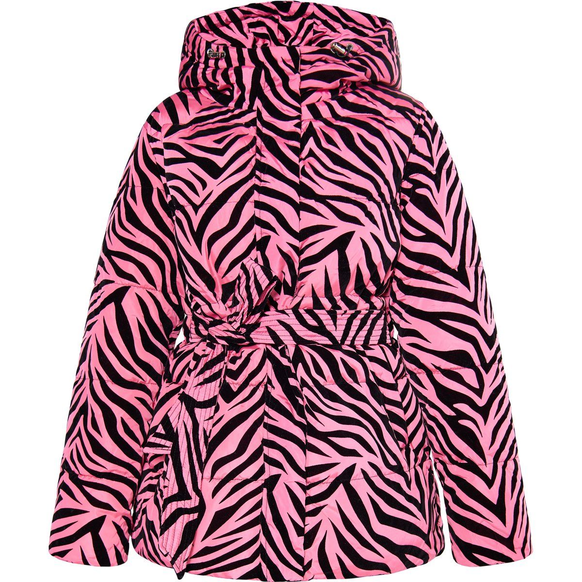 Gesteppte Jacke mit Zebra-Print und Gürtel