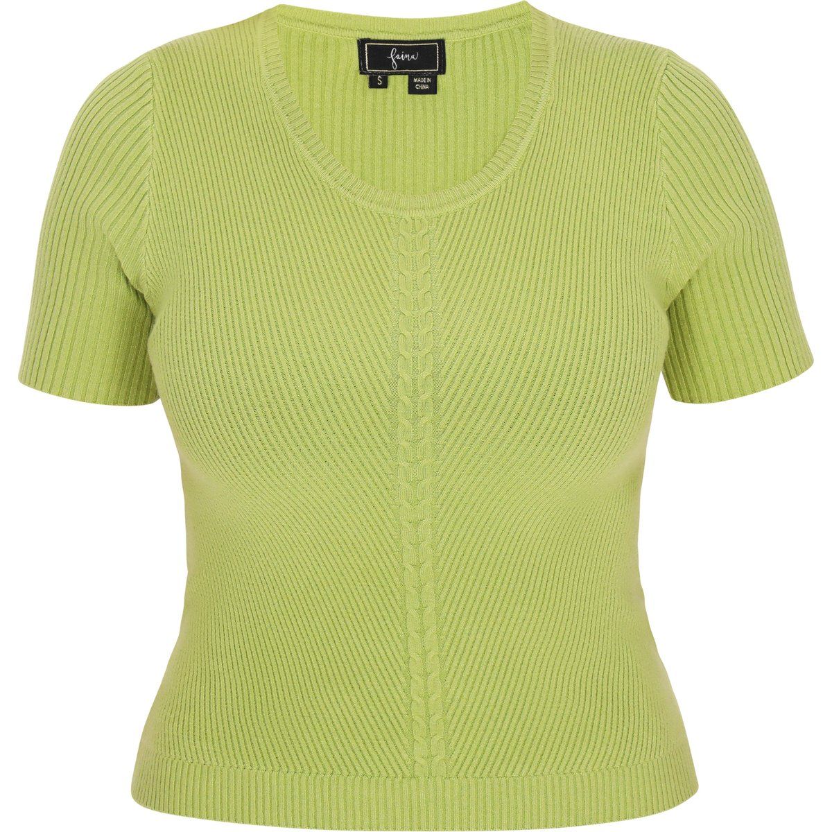 Geripptes Kurzarm Strickoberteil