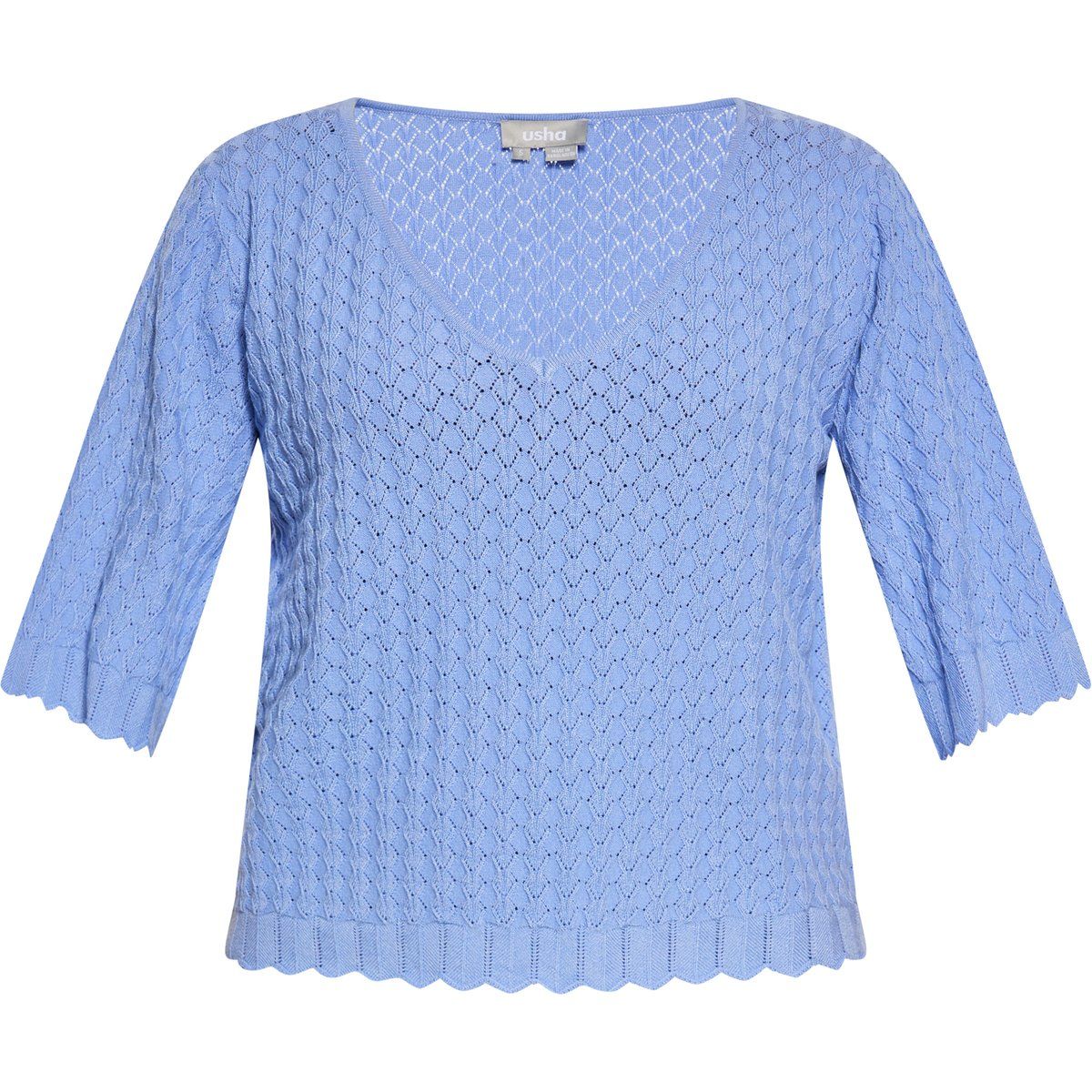 Strukturierter Strickpullover mit V-Ausschnitt