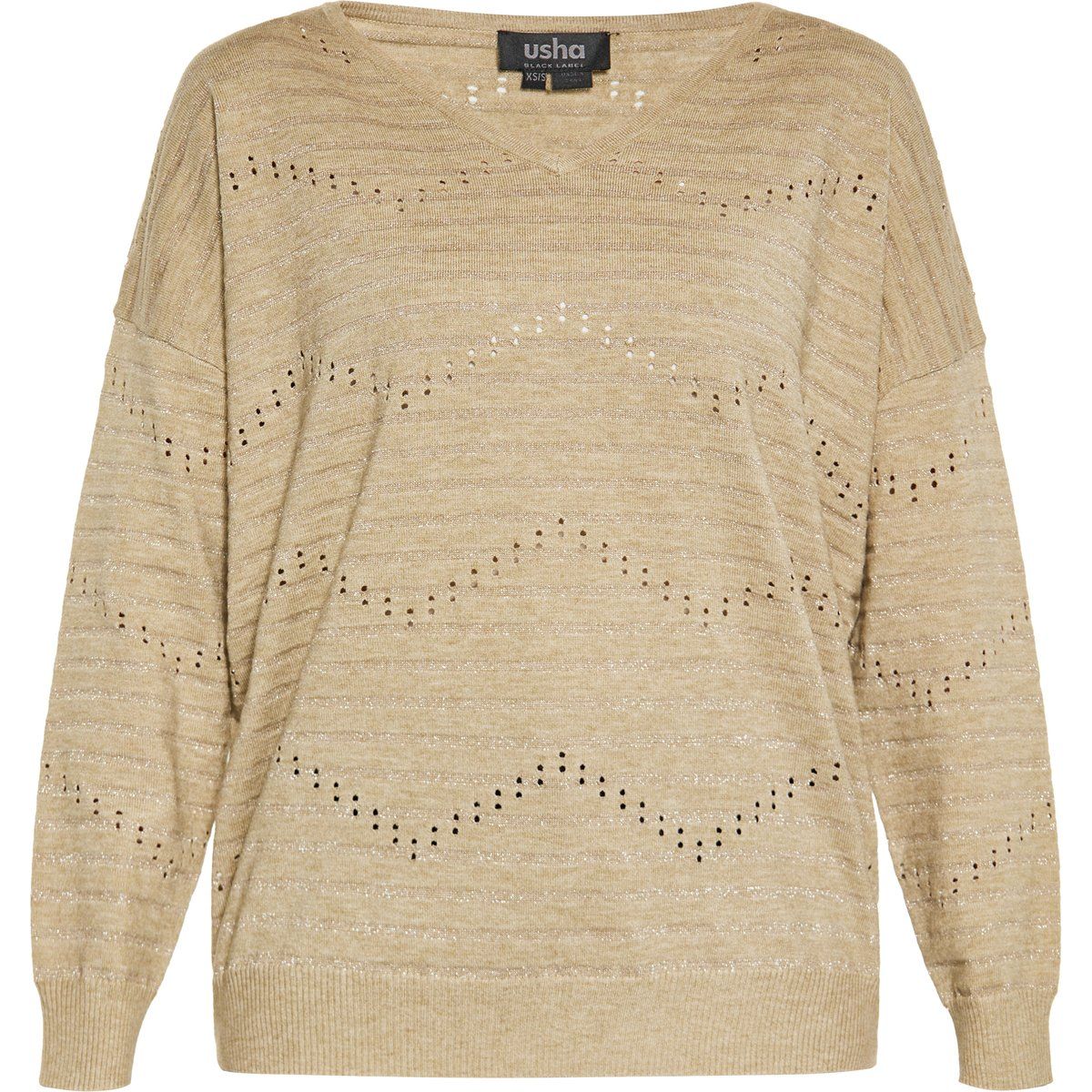 Eleganter metallisch gestreifter Strickpullover