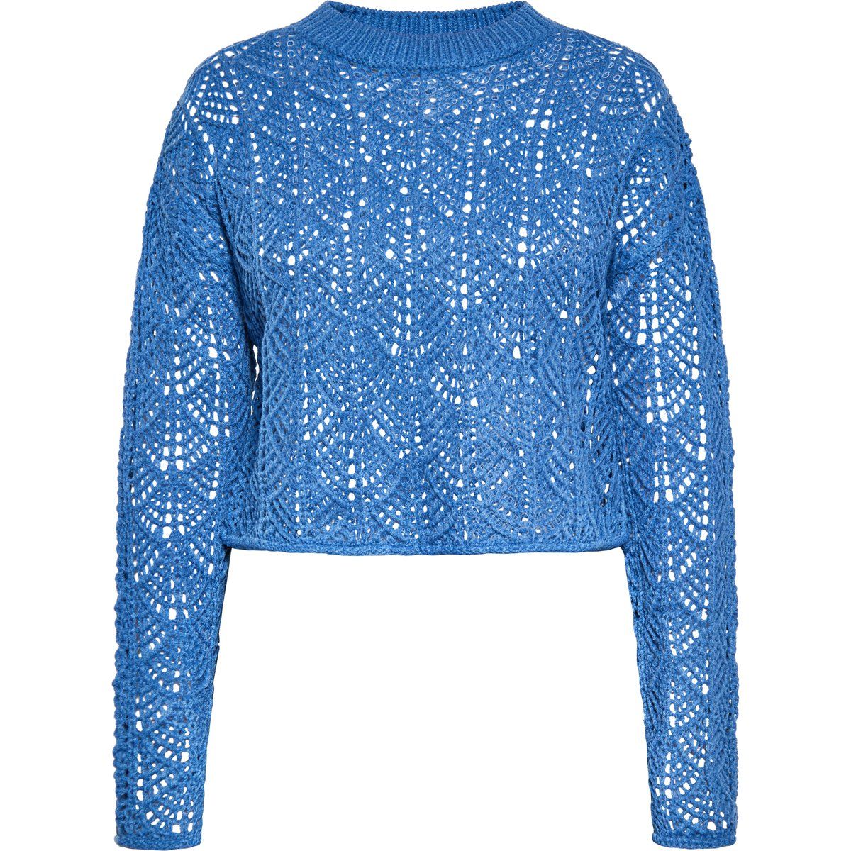 Kurz Geschnittener Lochstrick-Pullover