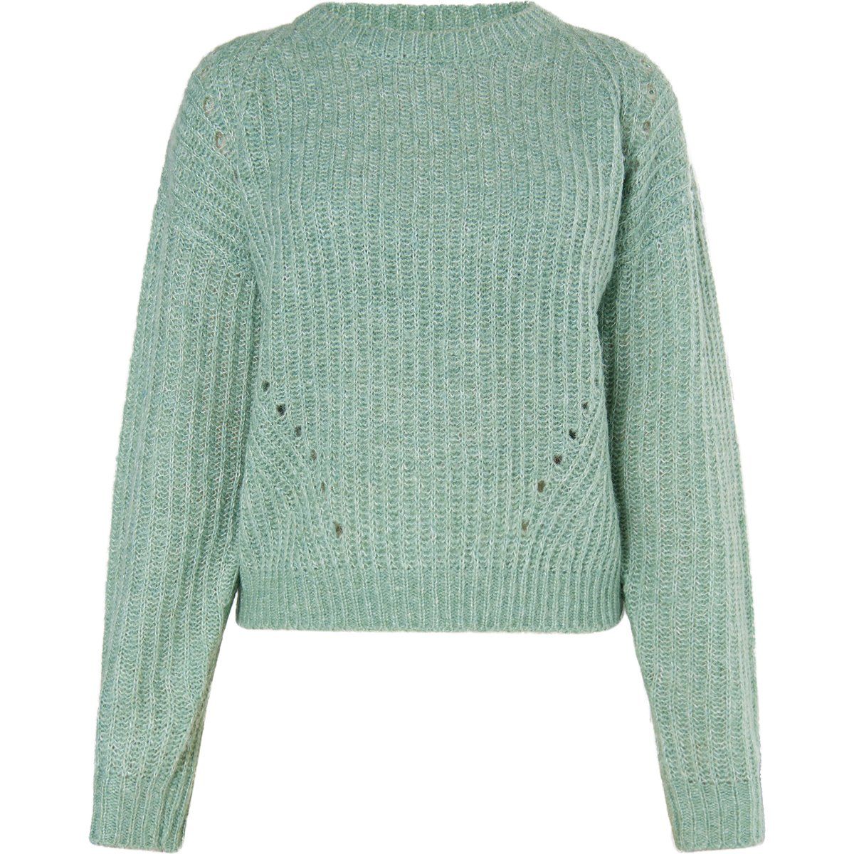 Gerippter Strickpullover mit Lochmuster