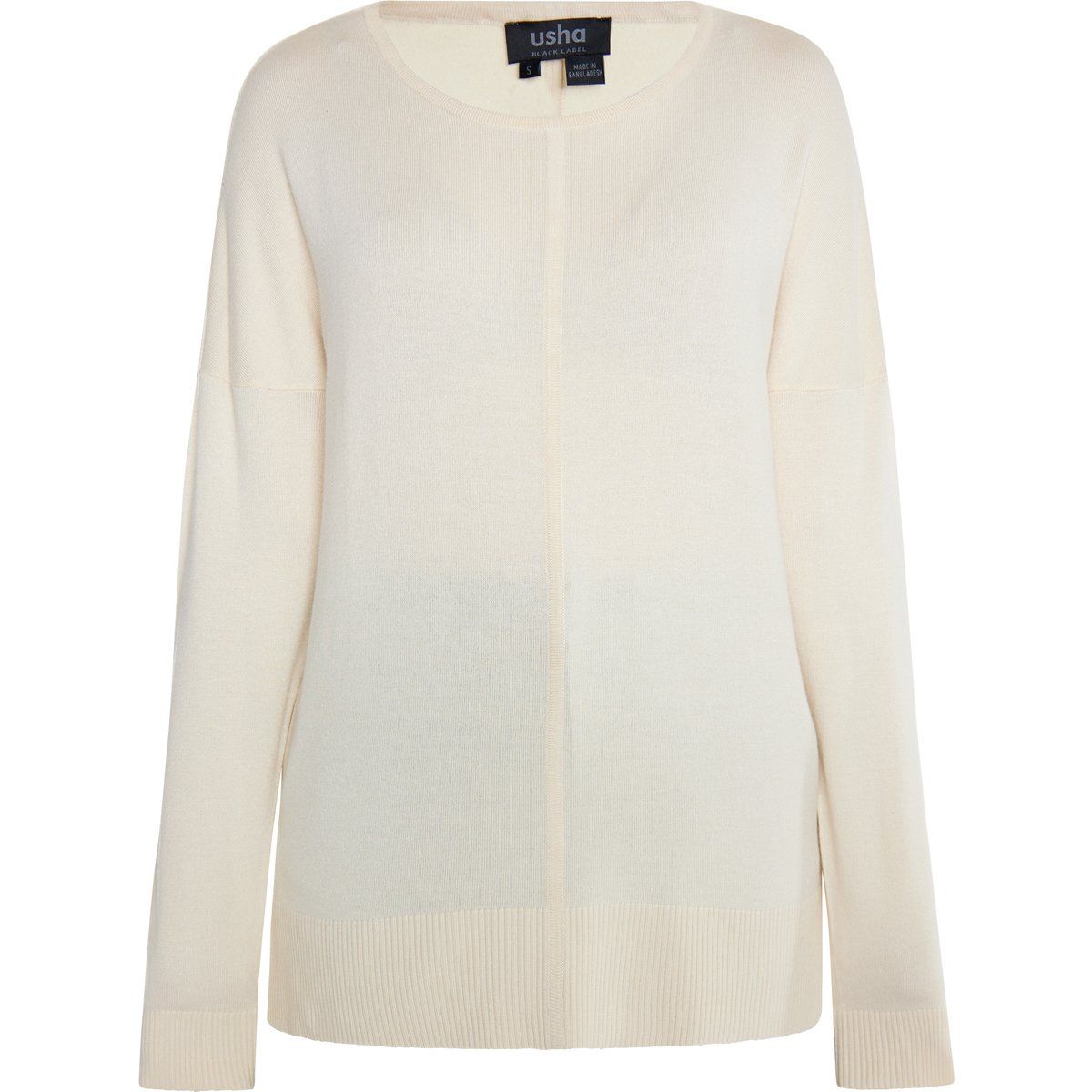 Damen Strickpullover Creme mit Rundhalsausschnitt