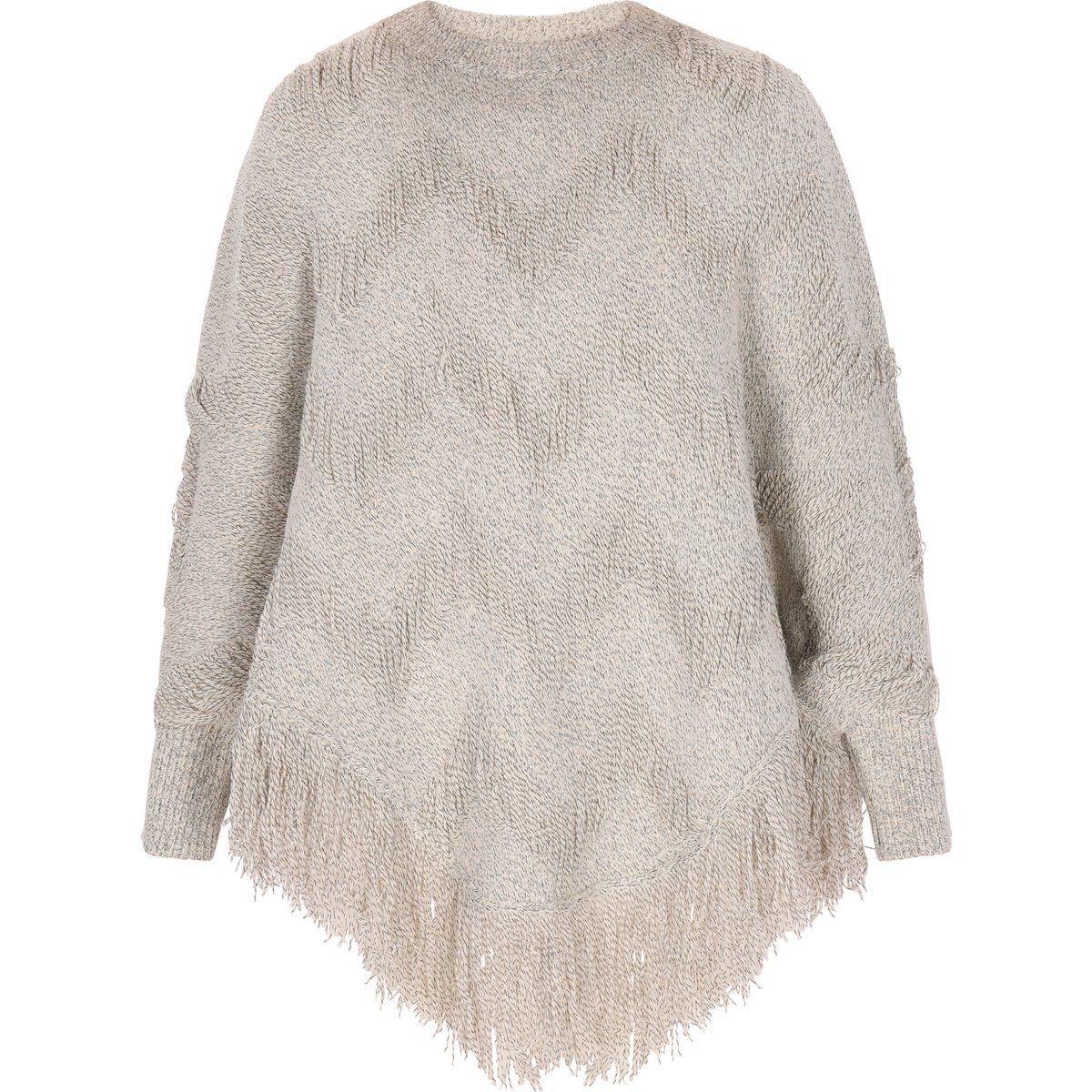 Poncho mit Fransen-Saum, lockere Passform