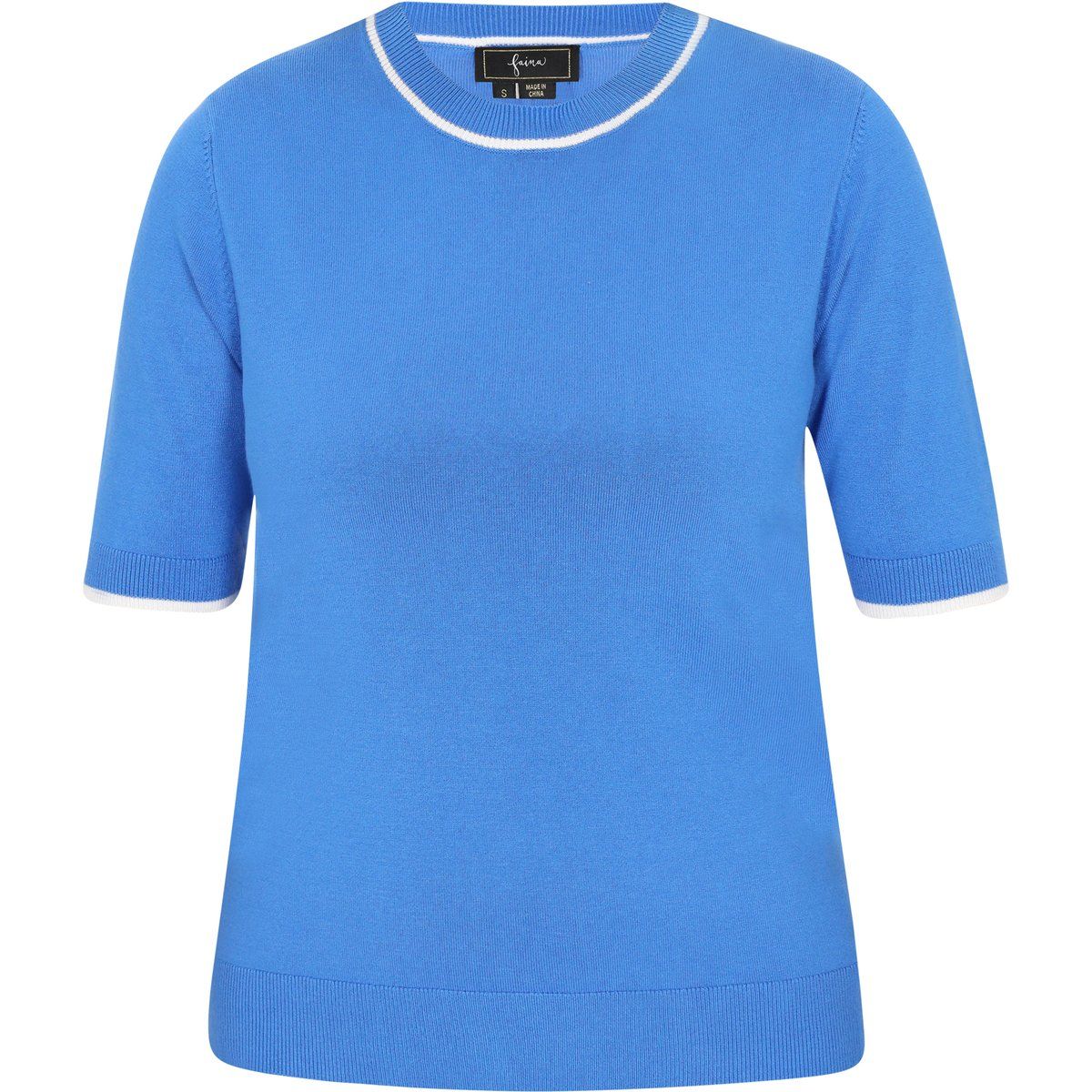 Blaues Kurzarm Strickoberteil