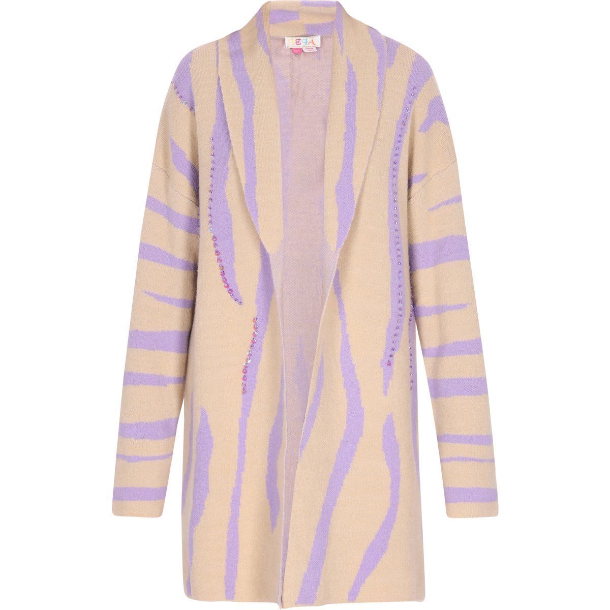 Offener Strickcardigan mit abstraktem Streifenmuster
